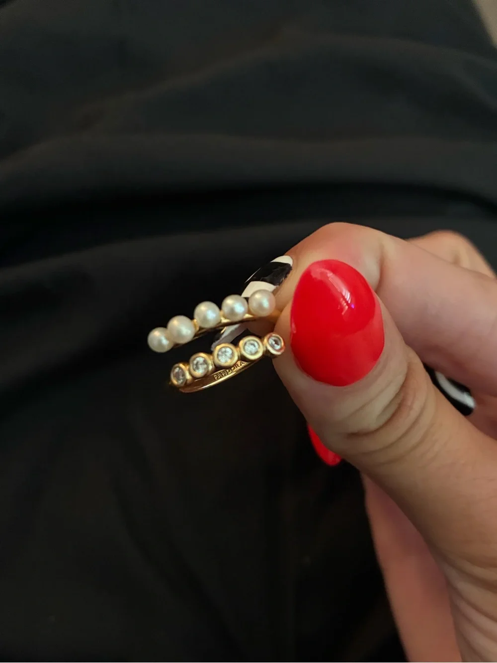 Authentic Pandora Treated Freshwater Cultured Pearls & Stones Open Ring - Picture 4 of 6